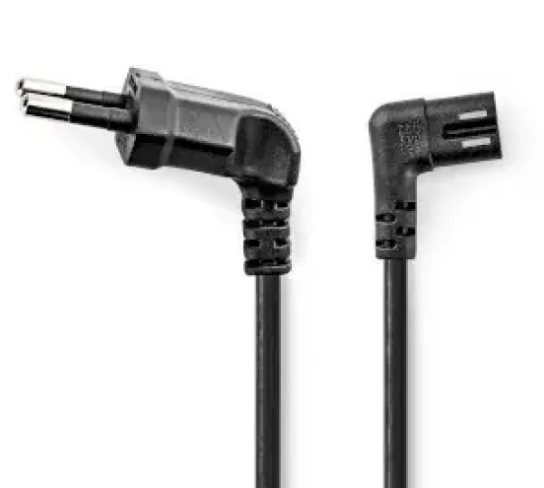 Nedis napájecí kabel Euro(M) - IEC-320-C7 úhlový 2 m černý / Napájecí kabel / Úhlový levý / Plochý PVC (CEGL11055BK20)