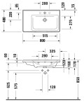 DURAVIT - D-Neo Nábytkové umyvadlo 80x48 cm, bez otvoru pro baterii, bílá 2370800060