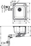 HANSGROHE - Dřezy Vestavný dřez S412-F340 s automatickým odtokem, nerezová ocel 43334800