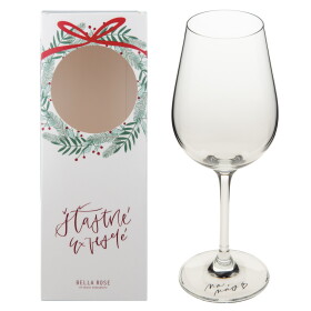 Bella Rose Sklenice na víno Na nás + vánoční krabička, čirá barva, sklo, 350 ml