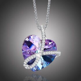 Exkluzivní náhrdelník Swarovski Elements Romantic Love Violet - srdíčko, Fialová 45 cm + 5 cm (prodloužení)