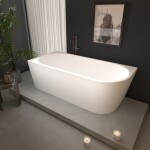 Erga Zara, rohová volně stojící vana 140x72 cm + odtoková zátka, levá, bílá lesklá, ERG-ZARA-140072L-WH-WH