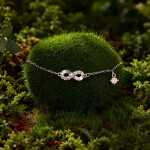 Stříbrný náramek Nekonečno - MOISSANITE + CERTIFIKÁT, Stříbrná 15 cm + 6 cm (prodloužení)