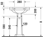 DURAVIT - 1930 Umyvadlo 60x41 cm, s přepadem, 1 otvor pro baterii, WonderGliss, bílá 04386000001