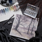 Derwent Tinted Charcoal Paint Set sada 12 barev 2305872