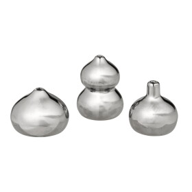 Ferm Living Kameninové mini vázičky Komo – set 3 ks, stříbrná barva, keramika