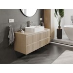 MEXEN/S - Rivel koupelnová skříňka pod umyvadlo 120 cm s deskou, 2 zásuvky, reliéf , dub 91A20-12047-2-BFFC81