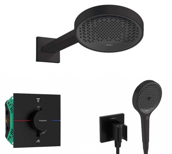 HANSGROHE - Sprchový set s termostatem pod omítku, s tělesem, průměr 25 cm, 3 proudy, matná černá SANI21HHH407