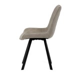 Židle jídelní, béžová látka v dekoru broušené kůže, černý kov
