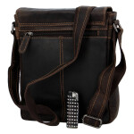 Pánská trendy kožená crossbody Laurence, tmavě hnědá