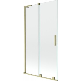 MEXEN/S - Velar L dvoukřídlá posuvná vanová zástěna 100 x 150, transparent, zlatá kartáčovaná 896-100-003-01-55