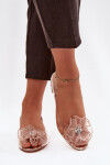 Průhledné sandály na nízkém podpatku s krystaly a ozdobou D&A MR52-230 růžové zlato 41