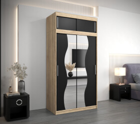 Šatní skříň Abi Mr s nástavcem Dveře: Černá, Rozměr: 120 cm, Korpus: Dub sonoma