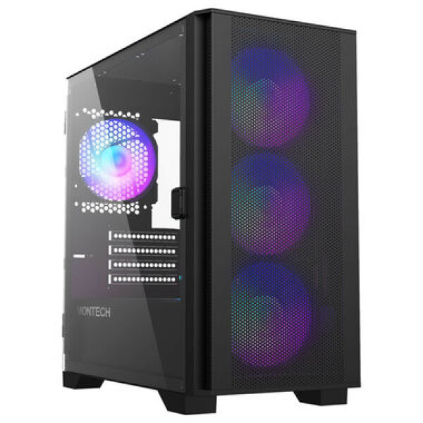 Montech Air 100 ARGB černá / Micro ATX / 3x USBA / 4x 120mm / bez zdroje / průhledná bočnice (AIR 100 ARGB BK)