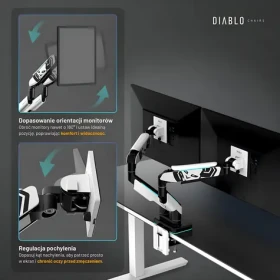 Diablo RGB X-Arm Dual bílo-černá / Rameno na 2 monitory / Do 35" / RGB (1875)
