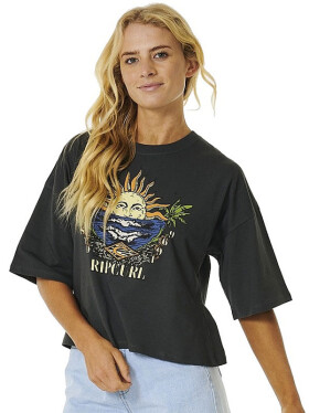 Rip Curl SHORE BREAK HERITAGE washed black dámské tričko krátkým rukávem