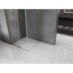 MEXEN/S - Velar L sprchový kout, posuvné dveře 90 x 90, transparent, zlato 871-090-090-03-50