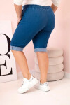 Dámské bavlněné šortky Plus Size s vázáním džínovina XL