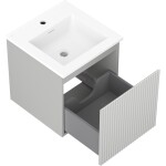 MEXEN/S - Rivel koupelnová skříňka 45 cm s umyvadlem Otis, 1 šuplík, reliéf , šedá mat/bílá mat 91A20-04547-1-BF62-W18M01