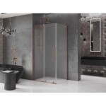 MEXEN/S - Velar L sprchový kout, posuvné dveře 120 x 70, dekor, růžové zlato 871-120-070-33-60