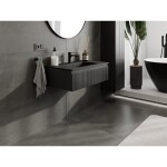 MEXEN/S - Rivel koupelnová skříňka 80 cm s umyvadlem Otis, 1 šuplík, reliéf , černá mat 91A20-08023-1-BF71-W18M71