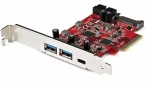 StarTech PCIe karta 5x USB 10Gbps červená / Řadič USB / PCIe / USB 3.2 Gen 2 / 2x USB-A + 1x USB-C (PEXUSB312A1C1H)