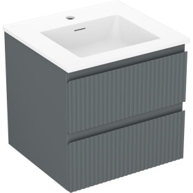 MEXEN/S - Rivel koupelnová skříňka 50 cm s umyvadlem Otis, 2 zásuvky, reliéf , grafit mat/bílá mat 91A20-05047-2-BFF66-W18M01