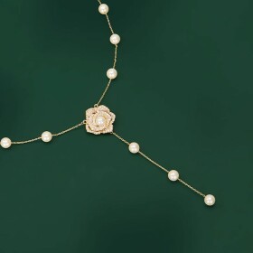 Perlový náhrdelník se zirkony Nadine, Zlatá 41 cm + 5 cm (prodloužení)