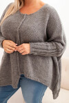 Dámský svetr Plus Size z akrylu s volným střihem a 3/4 rukávem grafitový UNI