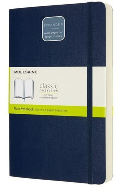 Zápisník Moleskine Expanded - měkké desky, L, čistý - modrý