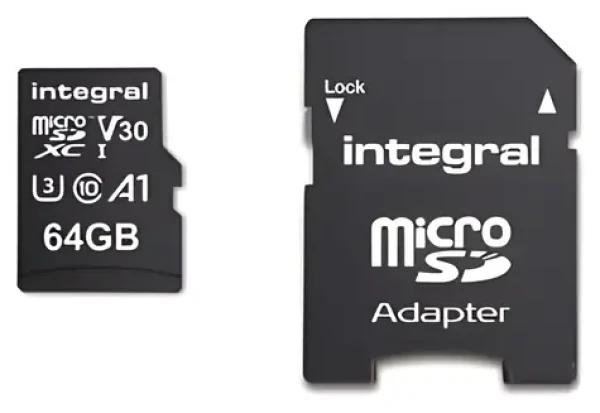 Integral microSDHC/SDXC 64 GB / Paměťová karta / UHS-I U3 V30 / čtení: 100 MB/s / zápis: 45 MB/s (INMSDX64G-100V30)