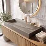 REA - Umyvadlo z litého mramoru GOYA TAUPE 100CM REA-U4415