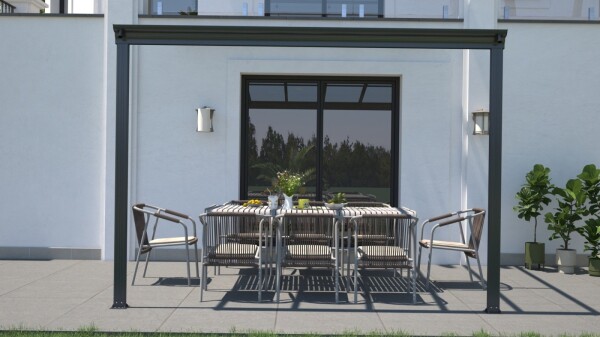 Hliníková pergola LanitPlast Wall 33 FSX antracit + čirý PC