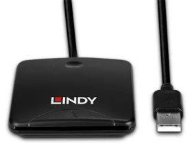 Lindy Čtečka čipových karet USB 2.0 černá / Čtečka čipových karet / Rychlost čtení 480 MB/s / Délka kabelu 1,2 m (43407)