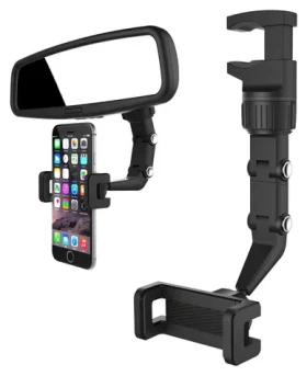 Hurtel nastavitelný držák telefonu na zpětné zrcátko auta černá / Držák do auta / Univerzální