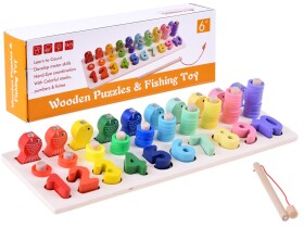Mamido Montessori dřevěná hra s čísly a magnetickým prutem 77 dílků