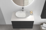 CERANO - Koupelnová skříňka Velora - černá matná, úchytka černá + deska z lit. mramoru Elanys - 12 mm - bílá matná - 80x54,2x46,5 CER-679430
