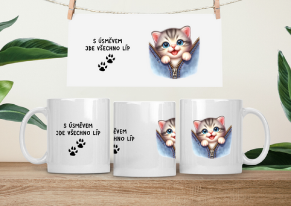 Hrneček čumáček 330ml porcelán Kočička