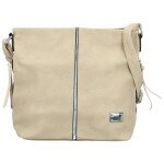 Módní dámská koženková crossbody kabelka Salah, béžová