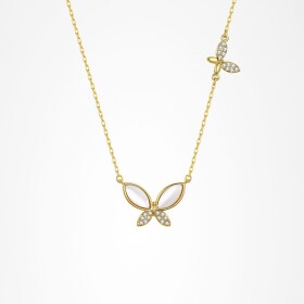 Stříbrný náhrdelník Sylvie stříbro 925/1000, motýl, Zlatá 39 cm cm (prodloužení)