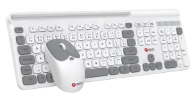 C-TECH QUALLIS WLKMC-05 bílá / Bezdrátový set klávesnice a myši / 2,4 GHz / CZ/SK (WLKMC-05W)