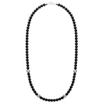 Pánský korálkový náhrdelník Luigi - přírodní onyx, Černá 70 cm