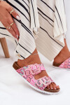Dámské Pantofle S Přezkami A Brokátem Růžové S.Barski RB51-006 36