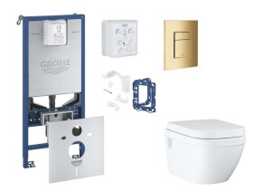 GROHE - Rapid SLX Set předstěnové instalace, klozetu, sedátka SoftClose, tlačítka Skate Cosmopolitan a sady pro vhazování tablet, Cool Sunrise SANI11BB4148
