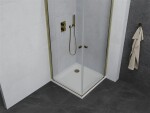 MEXEN/S - PRETORIA duo sprchový kout 80 x 80, transparent, zlatá + vanička včetně sifonu 852-080-080-50-02-4010G