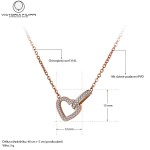 Ocelový náhrdelník Thomasa se zirkony - chirurgická ocel, srdce, Zlatá 40 cm + 5 cm (prodloužení)