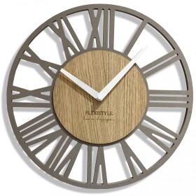 DumDekorace Jednoduché šedé nástěnné hodiny v dřevěném designu