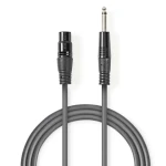 Nedis Nevyvážený Audio Cable XLR 3kolíková (F) - jack 6.35 mm (M) 10.0 m tmavě šedá (COTG15120GY100)