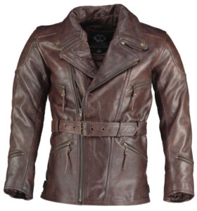 Pánský kožený 3/4 kabát Vintage s kapsami na chrániče - 5Xl / bez chráničů
