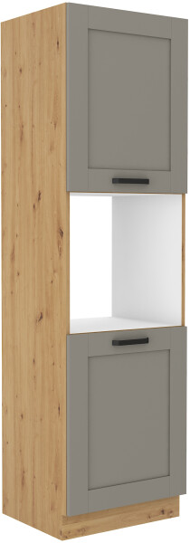 Vysoká skříňka na vestavnou troubu Luna 60 DP-210 2F Barva korpusu: Dub artisan, Barva dvířek: Clay Grey